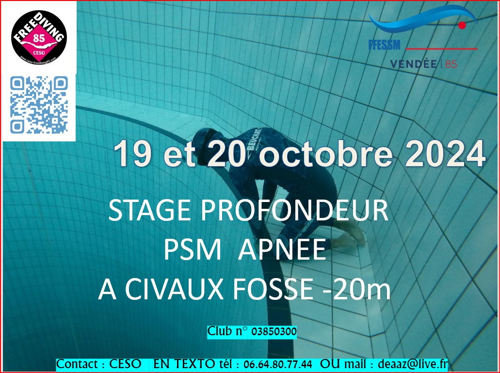 ✨ Stage d'apnée et PSM en fosse de 20m à Civaux 🌊